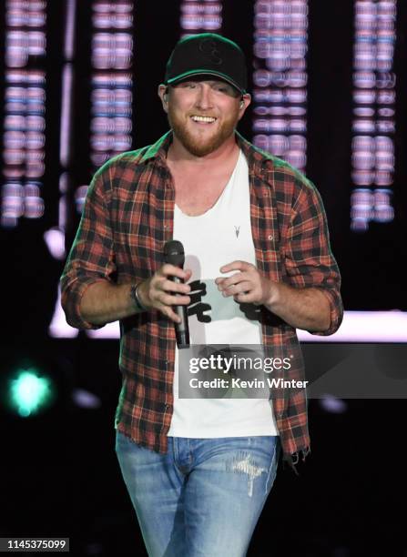 Cole Swindell performs onstage during the 2019 Stagecoach Festival at Empire Polo Field on April 26, 2019 in Indio, California.