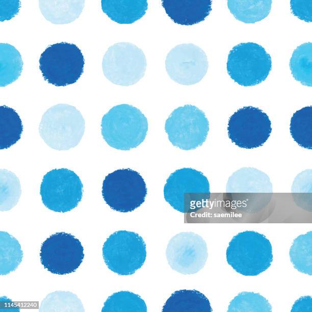 seamless pattern with blue dots - oil pastel drawing stock illustrations