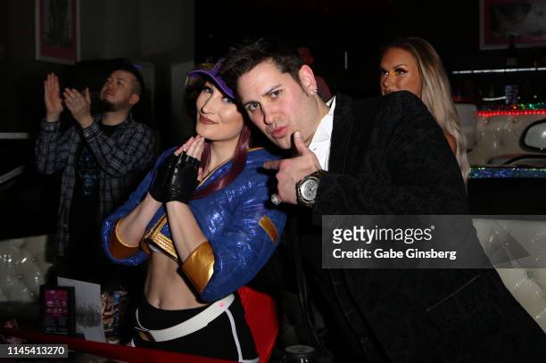 Cosplay model Holly Wolf and producer Dave Bryant attend Larry Flynt's Hustler Club The Gamer Convention celebration at Larry Flynt's Hustler Club on...