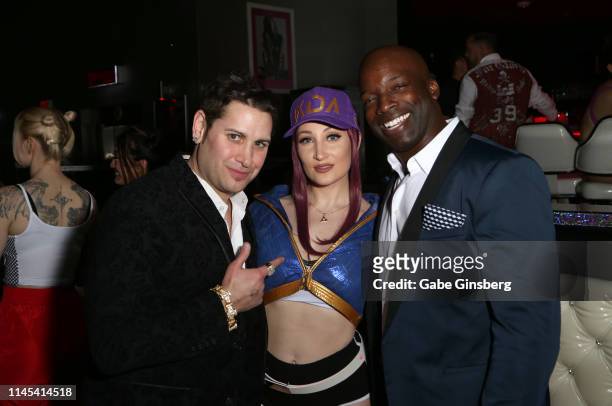 Producer Dave Bryant, cosplay model Holly Wolf and JD Murphy attend Larry Flynt's Hustler Club The Gamer Convention celebration at Larry Flynt's...