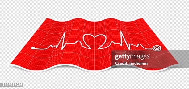 vector folded paper with electrocardiogram and heart shape isolated - cpr vector stock illustrations