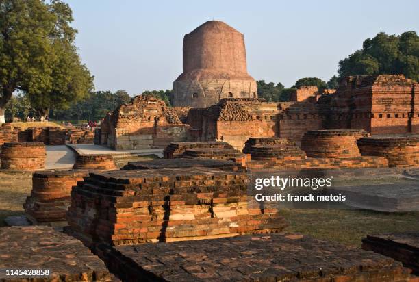 dhamekh stupa ( india) - uttar pradesh stock pictures, royalty-free photos & images