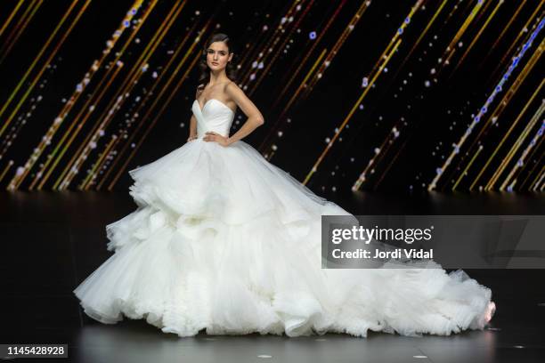 Blanca Padilla attends Pronovias rehearsal during Valmont Barcelona Bridal Fashion Week at Fira Barcelona Montjuic on April 26, 2019 in Barcelona,...