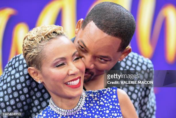 Actor Will Smith and his wife actress Jada Pinkett Smith attend the World Premiere of Disneys Aladdin at El Capitan theatre on May 21, 2019 in...