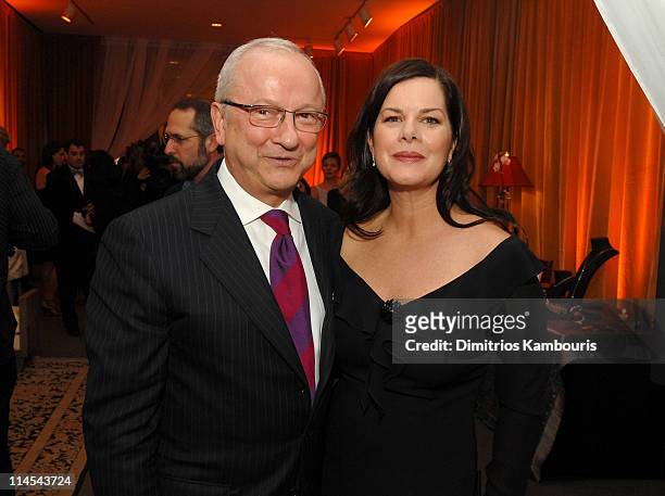 Wolf Hengst and Marcia Gay Harden during Conde Nast Traveler 19th Annual Readers Choice Awards - Green Room in New York City, New York, United States.