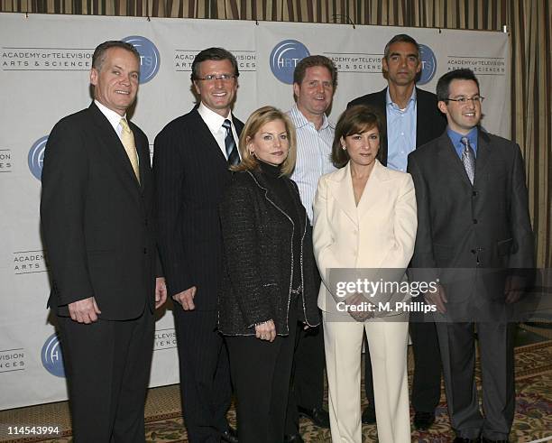 Back row, L to R, Jack Abernethy, CEO, Fox Television Stations, INC., Kevin Reilly, Presidnet, NBC Entertainment, Stephen McPherson, President, ABC...