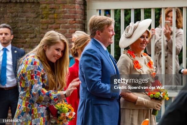 King Willem Alexander of the Netherlands , Queen Maxima of the Netherlands and Princess Catharina-Amalia of the Netherlands during their visit to the...