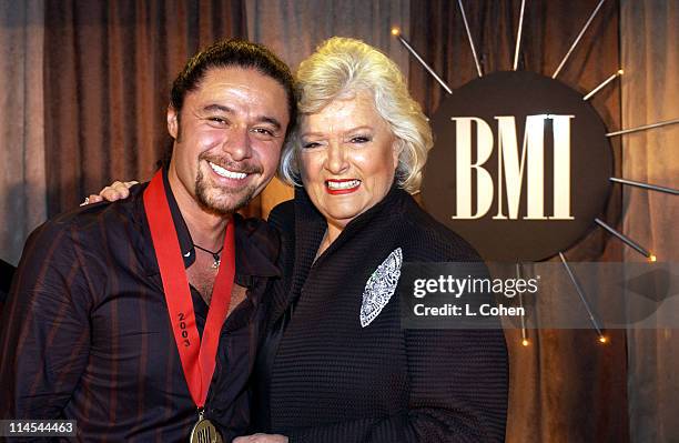 Estefano celebrates his second consecutive win as BMI Songwriter of the Year at BMI's 10th Annual Latin Awards with BMI President & CEO Frances W....