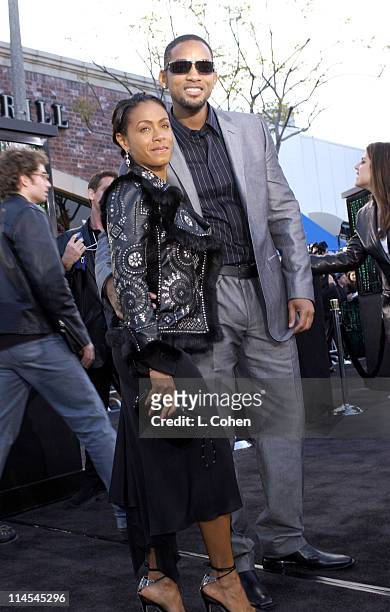 Jada Pinkett Smith & Will Smith during "The Matrix Reloaded" Premiere - Black Carpet at Mann Village Theater in Westwood, California, United States.