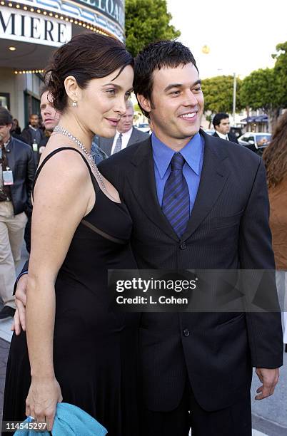 Carrie-Anne Moss & Steven Roy during "The Matrix Reloaded" Premiere - Black Carpet at Mann Village Theater in Westwood, California, United States.