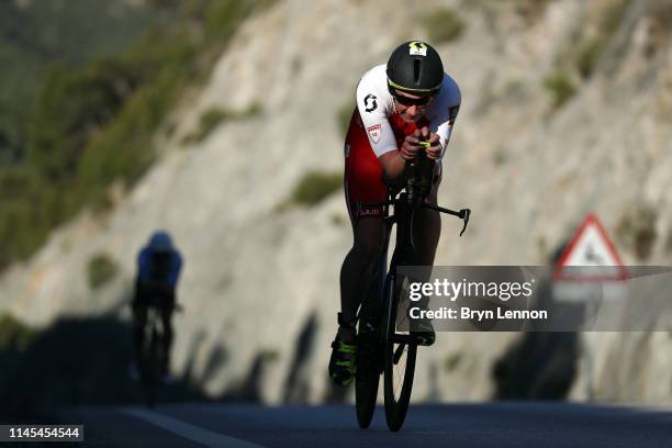 Alistair Brownlee of Great Britain in action in the bike leg of IRONMAN 70.3 Marbella on April 27, 2019 in Marbella, Spain.