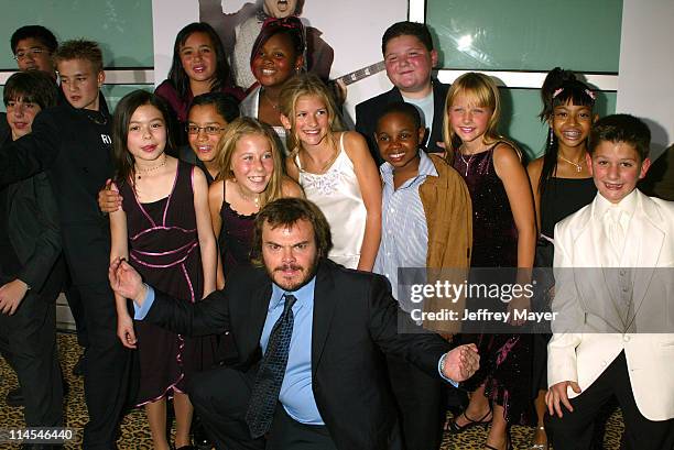 Jack Black with School Children during "School of Rock" Premiere - Arrivals at Cinerama Dome in Hollywood, California, United States.