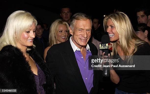 Hugh Hefner interviewed by Fox Television during 2004 Maxim Calendar Release Party at Bliss in Los Angeles, California, United States.