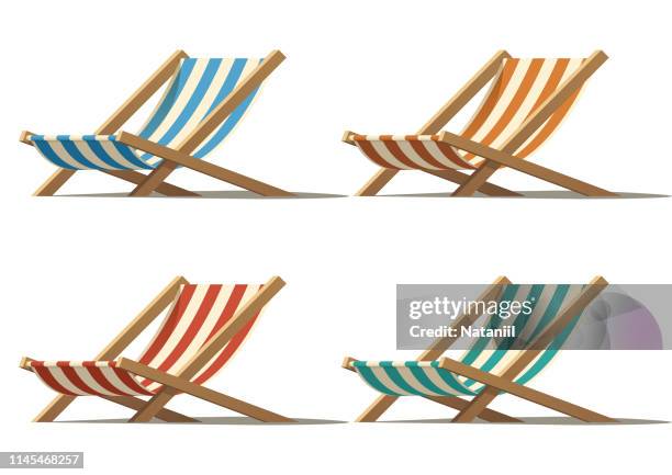 stockillustraties, clipart, cartoons en iconen met strandstoel - zonnestoel