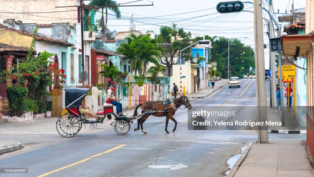 Santa Clara, Cuba, paard getrokken auto