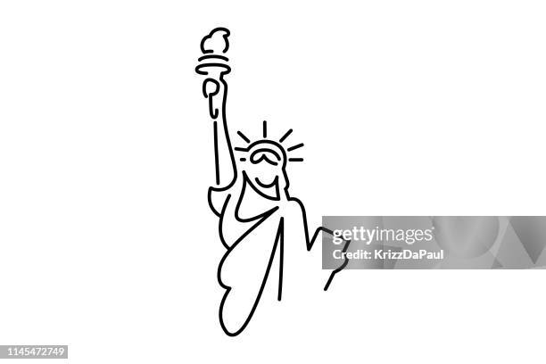 statue of liberty line art - statue of liberty new york city stock illustrations