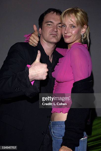 Quentin Tarantino and Uma Thurman during "Kill Bill Vol. 1" Premiere - After Party at Hollywood Athletic Club in Hollywood, California, United States.