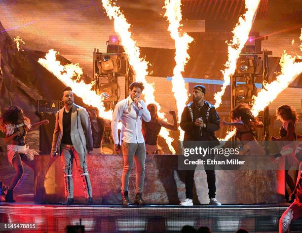 Luis Fonsi, Sebastian Yatra and Nicky Jam perform during the 2019 Billboard Latin Music Awards at the Mandalay Bay Events Center on April 25, 2019 in...