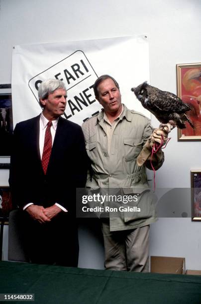 George Plimpton and Jim Fowler during African Fund For Endangered Wildlife Benefit at Roundabout Theater in New York City, NY, United States.