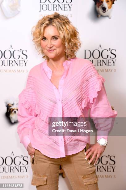 Anthea Turner attends a gala screening of "A Dog's Journey" at The Soho Hotel on April 27, 2019 in London, England.