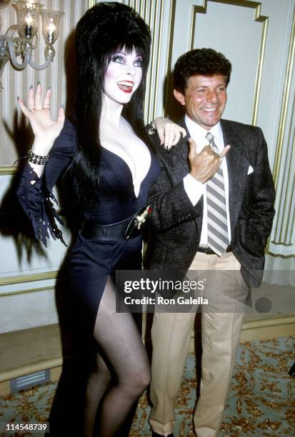 Frankie Avalon & Cassandra Peterson during Elvira Perfumes Press Conference at Beverly Wilshire Hotel in Beverly Hills, California, United States.