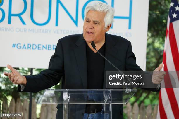 Comedian and host Jay Leno speaks at the 26th Annual White House Correspondents' Weekend Garden Brunch at the Beall-Washington House on April 27,...