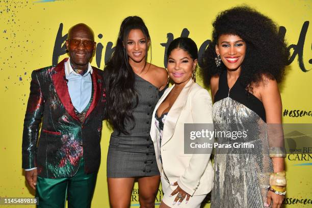 Dapper Dan, Ciara, Misa Hylton and MoAna Luu pose backstage during the 2019 ESSENCE Beauty Carnival Day 1 on April 27, 2019 in New York City.