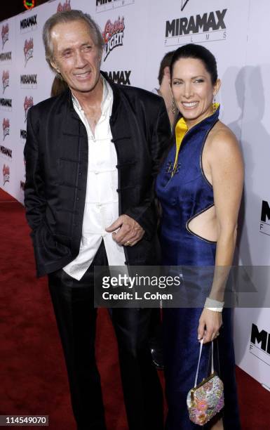 David Carradine and Annie Bierman during "Kill Bill Vol. 1" Premiere - Red Carpet at Grauman's Chinese Theater in Hollywood, California, United...