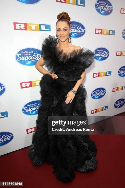 Juror Oana Nechiti attends the season 16 finals of the tv competition show "Deutschland sucht den Superstar" at Coloneum on April 27, 2019 in...