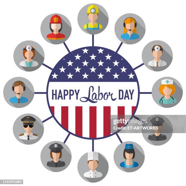 vector happy labor day - baker occupation stock illustrations