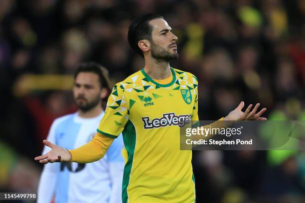 Mario Vrancic of Norwich City celebrates after scoring his team's second goal during the Sky Bet Championship match between Norwich City and...