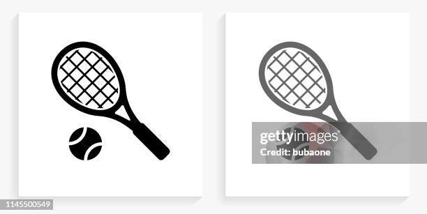 ilustraciones, imágenes clip art, dibujos animados e iconos de stock de icono de la plaza de tenis blanco y negro - tennis racket