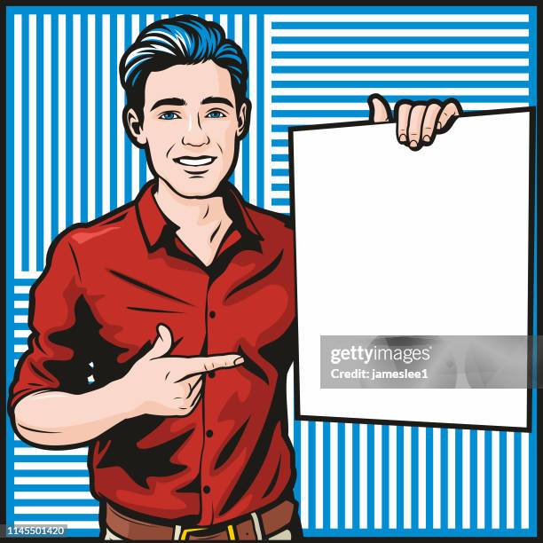 man with blank sign - hipster person stock illustrations