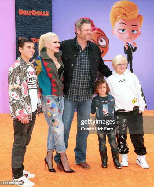 Kingston Rossdale, Gwen Stefani, Blake Shelton, Apollo Bowie Flynn Rossdale, and Zuma Nesta Rock Rossdale attend STX Films World Premiere of...