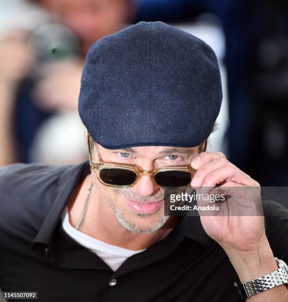 Actor Brad Pitt poses during the photocall for the film 'Once Upon A Time... In Hollywood' in competition at the 72nd annual Cannes Film Festival in...