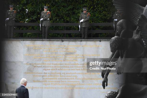 King Carl XVI Gustaf and Queen Silvia of Sweden during a wreath laying ceremony at the Garden of Remembrance in Dublinon Day One of the state visit...