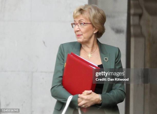 Leader of the House of Commons Andrea Leadsom is seen outside the House of Commons on May 22, 2019 in London, England. Leadsom announced her...