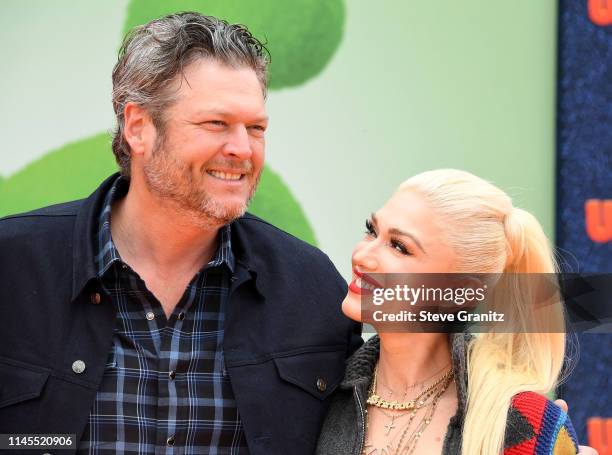 Gwen Stefani and Blake Shelton arrive at the STX Films World Premiere Of "UglyDolls" at Regal Cinemas L.A. Live on April 27, 2019 in Los Angeles,...
