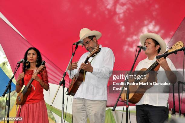 Music group Mono Blanco performs during the 7th Son Jarocho Encounter - "Fiesta de las Jaranas y las Tarimas" at the National Arts Center on April...