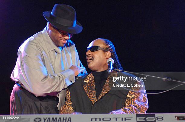 Jimmy Jam and Stevie Wonder during Songs of Hope IV at Esquire House 360° - Inside at Esquire House 360° in Beverly Hills, California, United States.