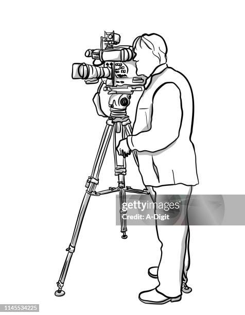 fernsehen broadcast cameraman - film crew stock-grafiken, -clipart, -cartoons und -symbole