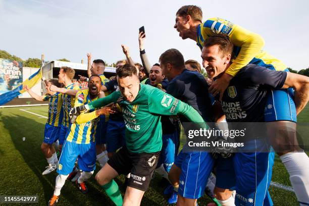 Goalkeeper Etienne Vaessen of RKC Waalwijk, Hans Mulder of RKC Waalwijk, Jurien Gaari of RKC Waalwijk, Paul Quasten of RKC Waalwijk, Dylan Seys of...