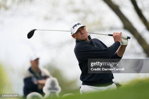 May 22: Peter Fowler of Australia hits his tee shot on the 13th hole during a practice round for the 80th KitchenAid Senior PGA Championship held at...