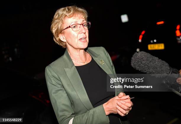 Former Leader of the House of Commons, Andrea Leadsom, arrives at her home after announcing her resignation from government on May 22, 2019 in...