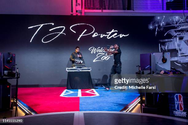Recording Artist TJ Porter performs between match ups during Week 6 of the NBA 2K League regular season on May 22, 2019 at the NBA 2K Studio in Long...
