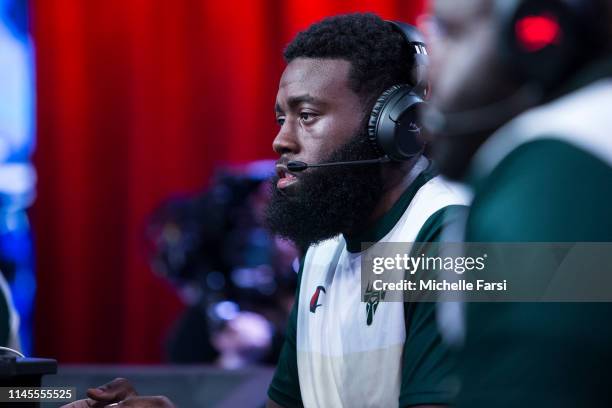 Arooks of Bucks Gaming focuses on the game against Mavs Gaming during Week 6 of the NBA 2K League regular season on May 22, 2019 at the NBA 2K Studio...