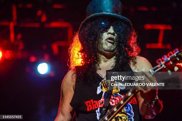 Former Guns N' Roses guitar player Slash performs with the band Myles Kennedy & The Conspirators at Stage Music Park in Jurere, Florianopolis, Brazil...