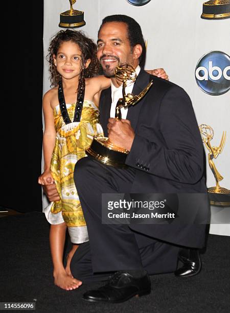 Actor Kristoff St. John and daughter in the press room at The 35th Annual Daytime Emmy Awards at the Kodak Theatre on June 20, 2008 in Los Angeles,...