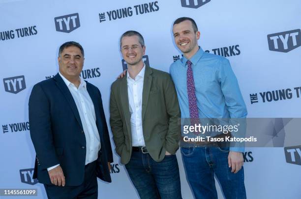 Cenk Uygur, Aaron Wysocki and Mike Spegar attends the Watchdog Correspondents Preamble Party on April 27, 2019 in Washington, DC.