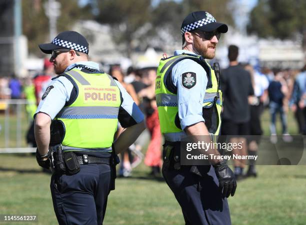 Police patrol Groovin The Moo 2019 on April 28, 2019 in Canberra, Australia.